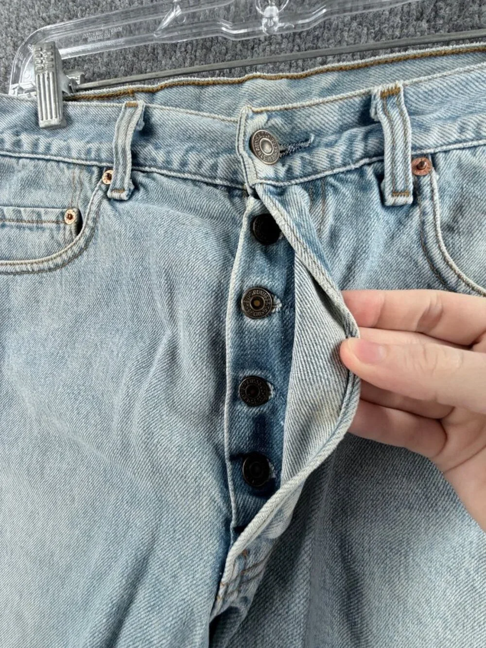 VTG Levis Orange Tab 641 Button Fly Jort Blue 32 Shorts Tunisia Denim ACTL 31x10